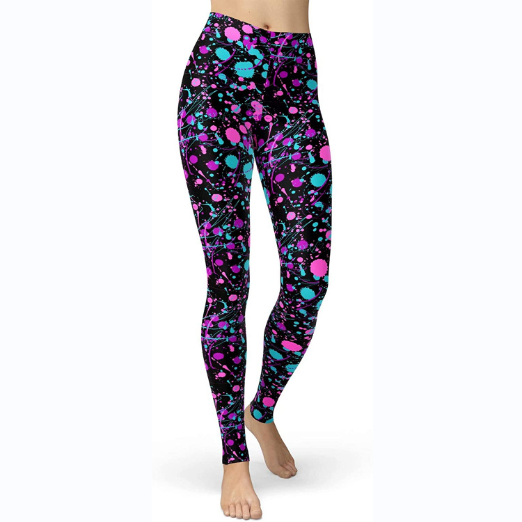 Abbigliamento da donna multicolore stampato slim fit fianchi sollevamento snellente grandi dimensioni corsa yoga fitness leggings_voghion.com