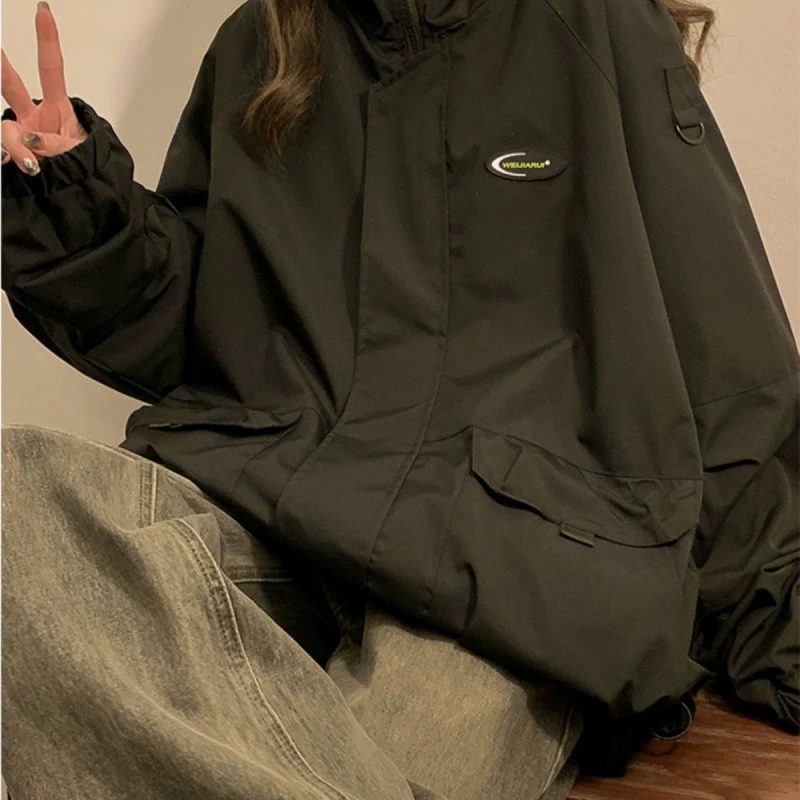 Куртка женская ретро элитный дизайн ниша осень Гонконгский стиль американская свободная куртка модная цельная бесплатная доставка
