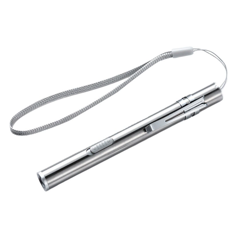 Перезаряжаемый медицинский фонарик-ручка из нержавеющей стали, серебристый металл, желтый свет, белый свет, гравировка, ручка для врача, медсестры, ученика