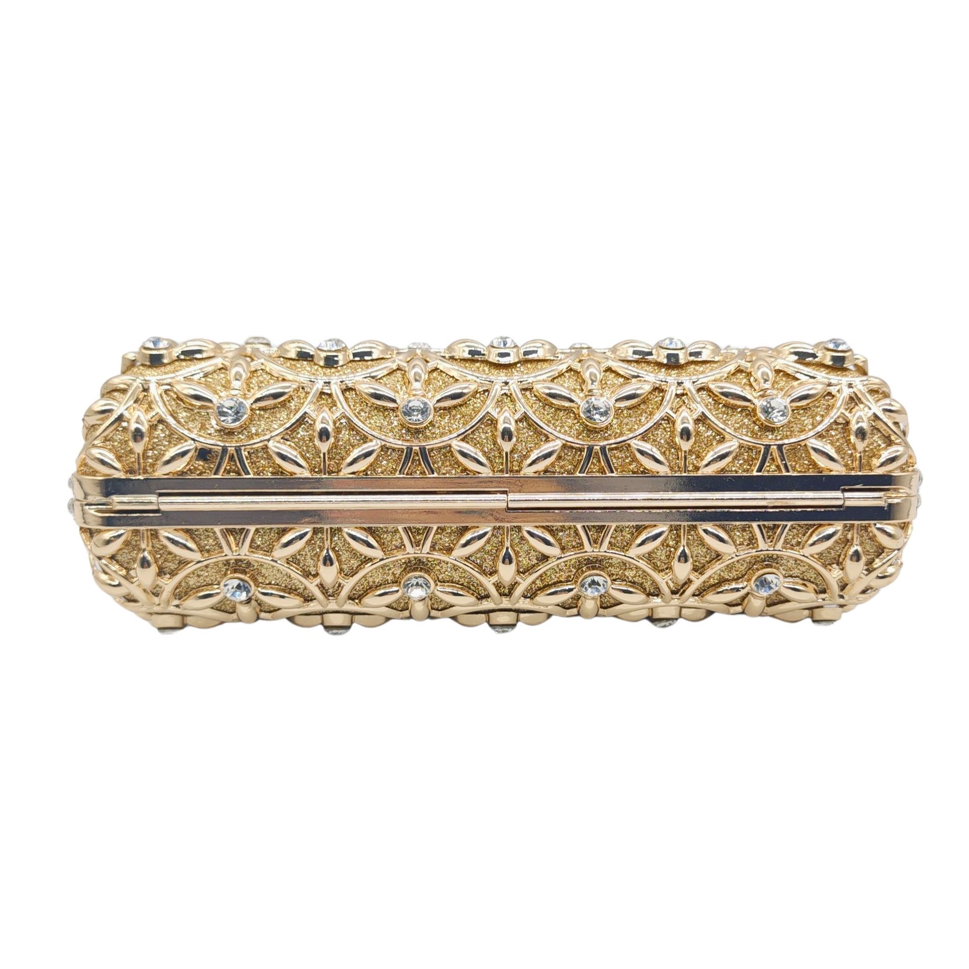 Túi clutch nữ đính đá kim cương kim loại rỗng dạ hội — Màu vàng, Cá tính đặt làm