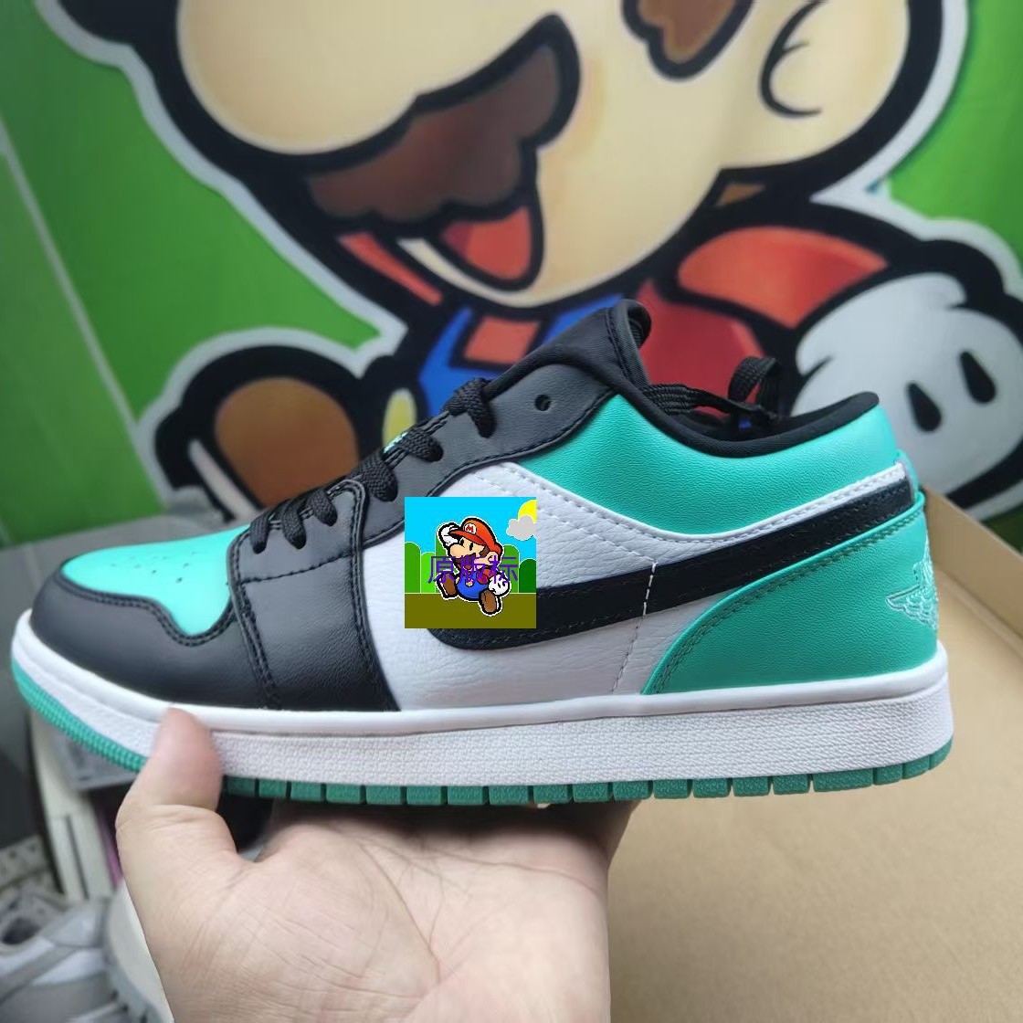 Putian shoes original standard aj1 bottom side top leather spell 2 layer cost-effective version