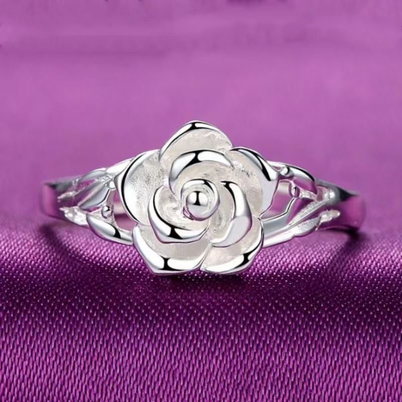NEU: Hochwertiger, vergoldeter Modering für Damen mit Rosenblüten-Design, frisches und schlichtes Design, offener Ring aus reinem Gold_voghion.com