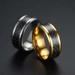 Cross-border supply, fashionable and personalized carbon fiber, titanium steel ring, European and American simple stainless steel ring jewelry