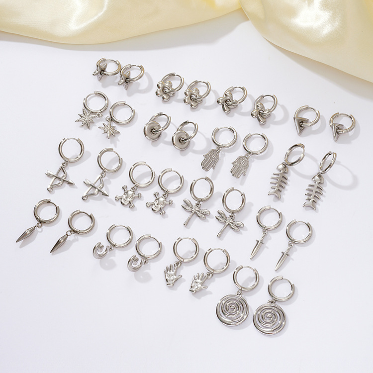 Europa y América de moda transfronteriza pendientes de moda galvanizado 18K oro acero inoxidable pendientes al por mayor