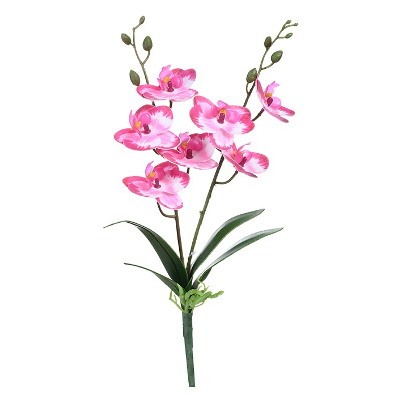 Flores artificiales con hojas, bonsái de orquídea mariposa de tacto real, pequeños adornos de decoración de interiores, suministro directo del fabricante, plantas verdes artificiales, plantas en maceta simuladas image 1