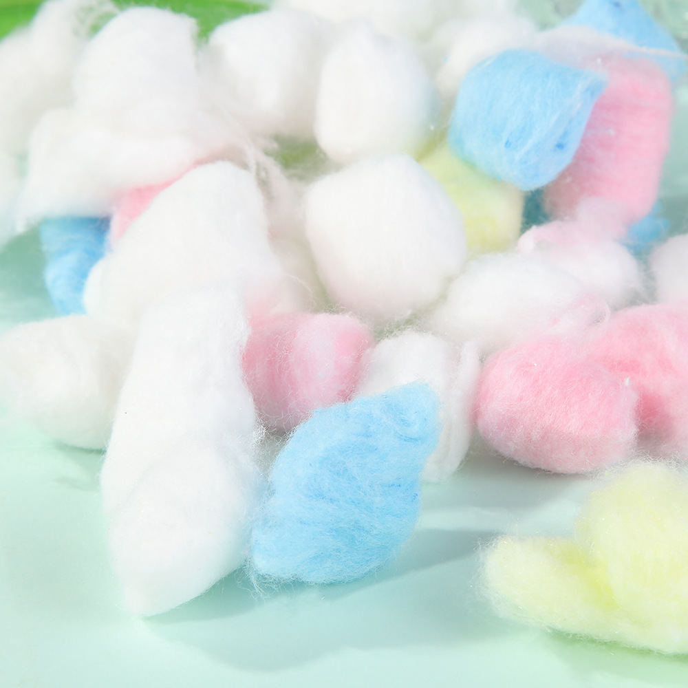 Fabricantes transfronterizos de 50 pellas de algodón desengrasado de color, algodón limpio desechable para el cuidado de la piel, algodón cosmético desengrasado