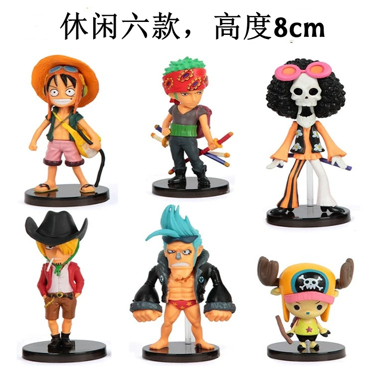 Uno de los piratas muñeca de oficina modelo de pastel decoración Q versión Luffy Sauron Ace Sanji Joba conjunto completo de anime