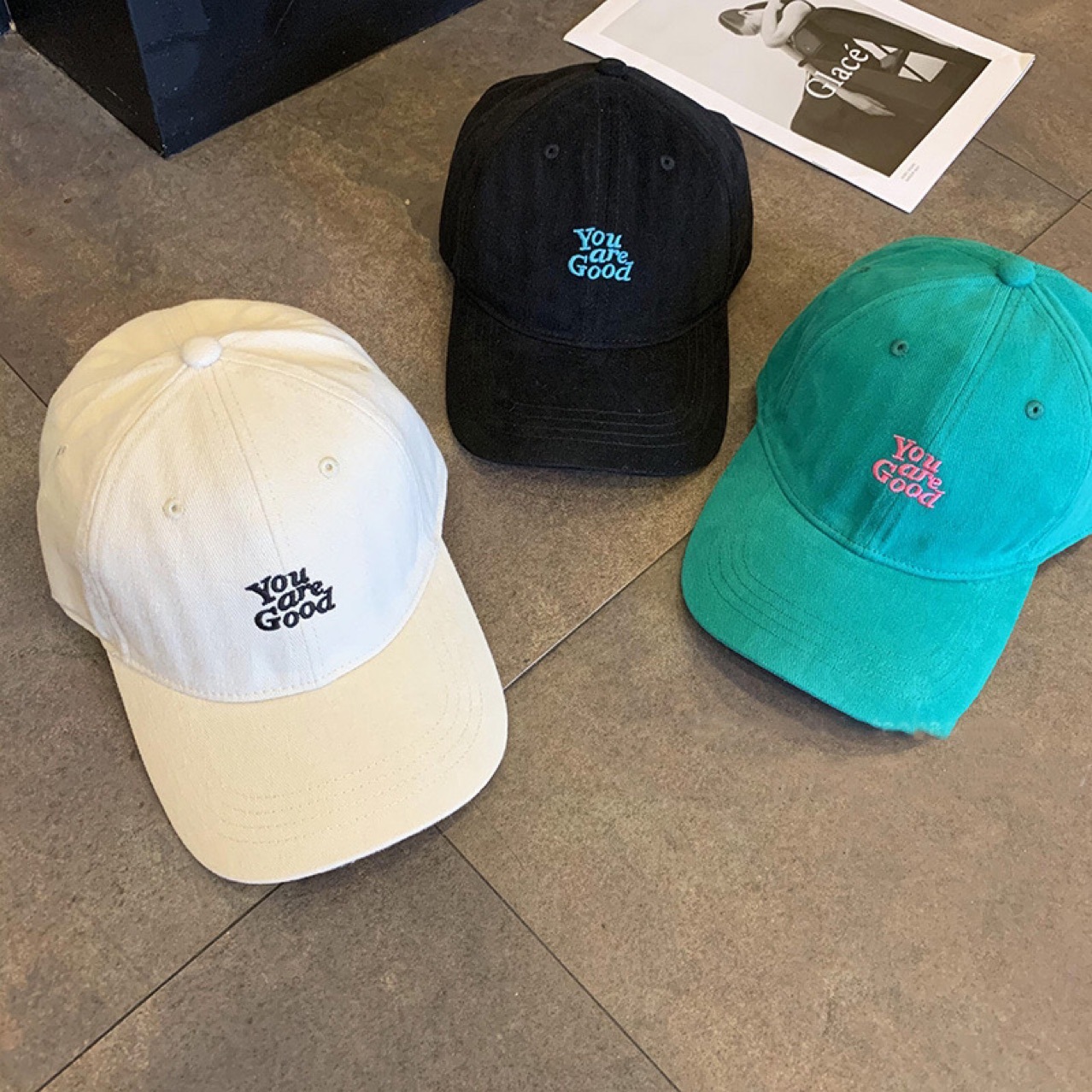 日系BF风原创字母刺绣软顶鸭舌帽女春秋高街复古简约防晒棒球帽男