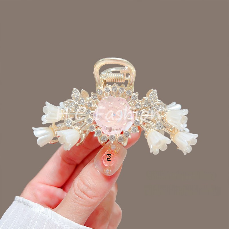 Temperamento Full Diamond Metal Shark Clip Hairpin Back Head Coil Hair Grab Clip Donna Primavera Estate Super Large Clip Copricapo Hair Grab_voghion.com