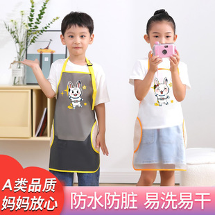 Children's waterproof apron wash-free oil-proof kitchen art painting painting clothing kindergarten eating bib hand-wiping printed logo