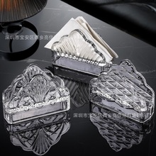 跨境热卖轻奢水晶玻璃咖啡厅酒店摆件纸巾抽纸夹名片夹批发