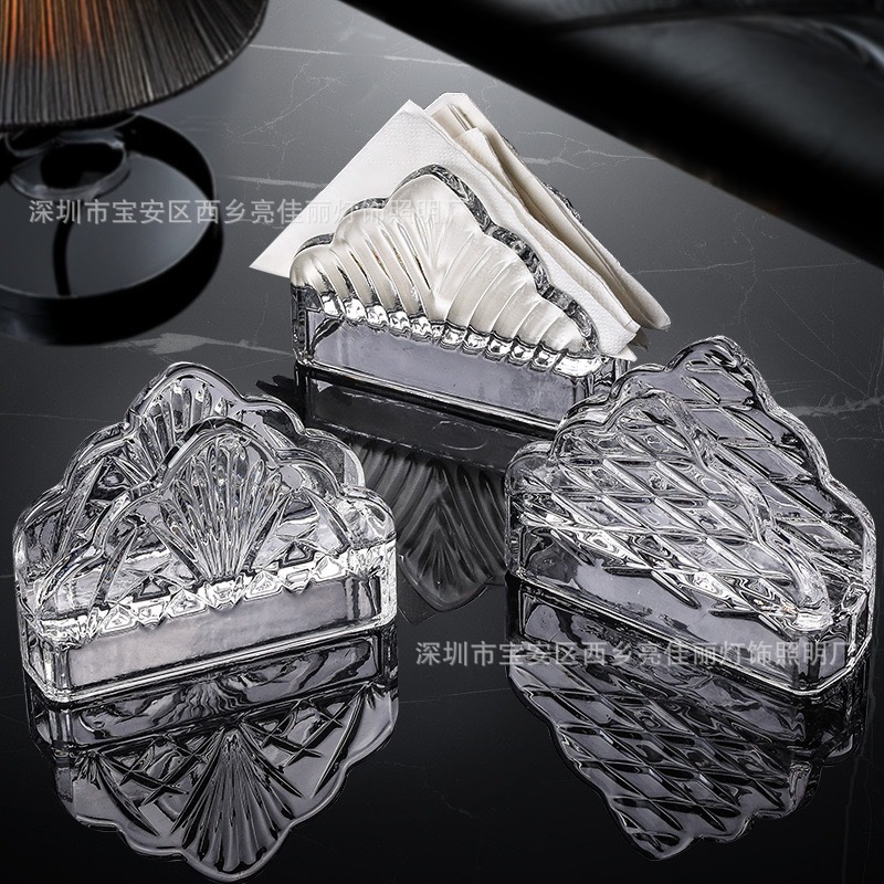 跨境热卖轻奢水晶玻璃咖啡厅酒店摆件纸巾抽纸夹名片夹批发