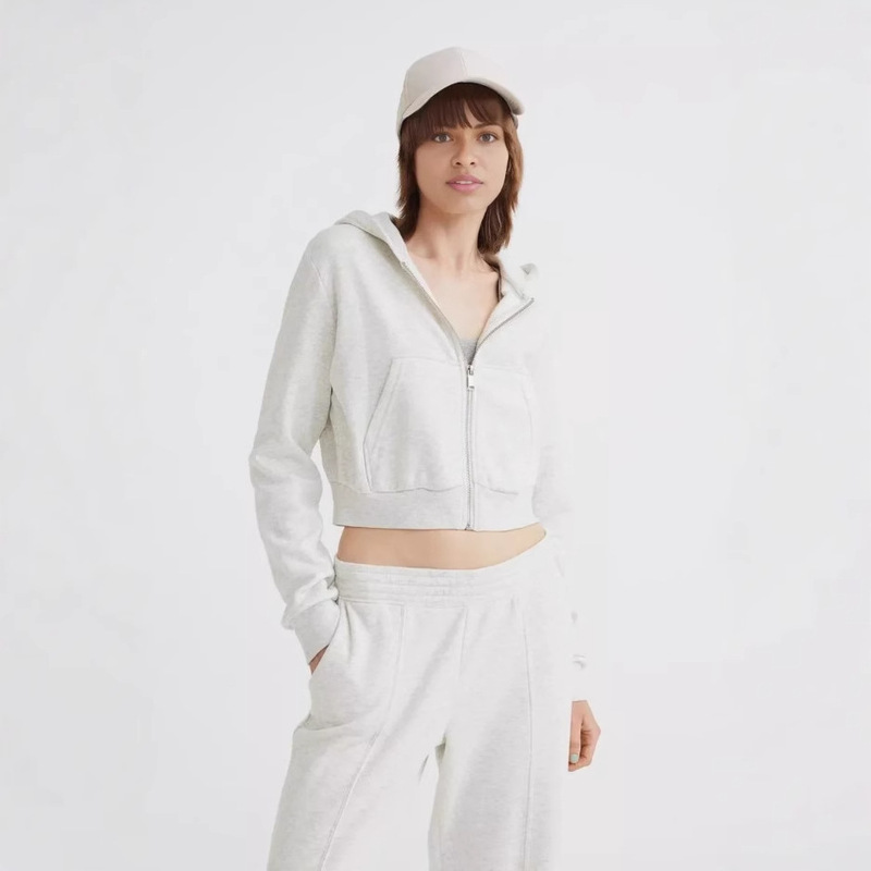 Sweatshirts Women's Hoodies Couple Harajuku Large Size Exposed Navel Zipper Sweatshirt Threaded Hem Hooded Sweatshirt with Pocket