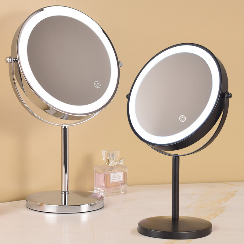 8-pulgadas de maquillaje espejo con luz LED de escritorio de doble cara de luz de relleno de escritorio Espejo de Belleza HD ampliada Europea espejo