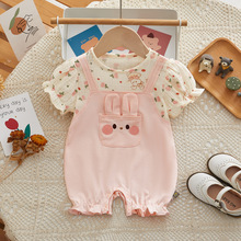 婴儿衣服夏季薄款宝宝衣服短袖小兔子新生儿衣服婴儿夏季连衣薄款
