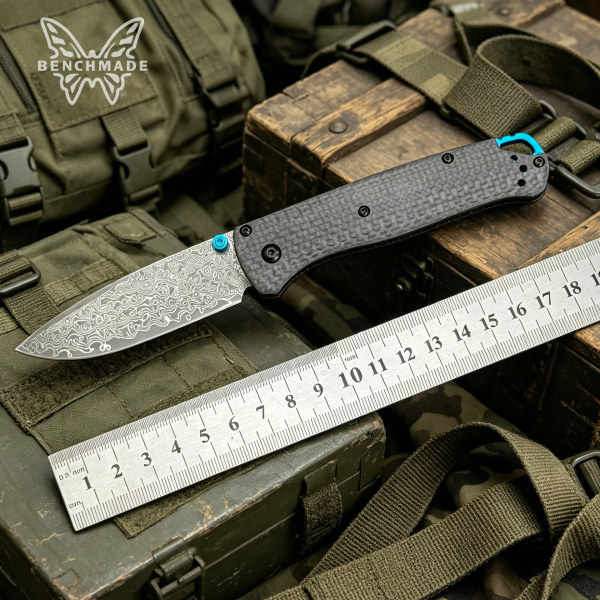 Butterfly 535 Folding Knife Carbon Fiber Handle Damascus Blade…