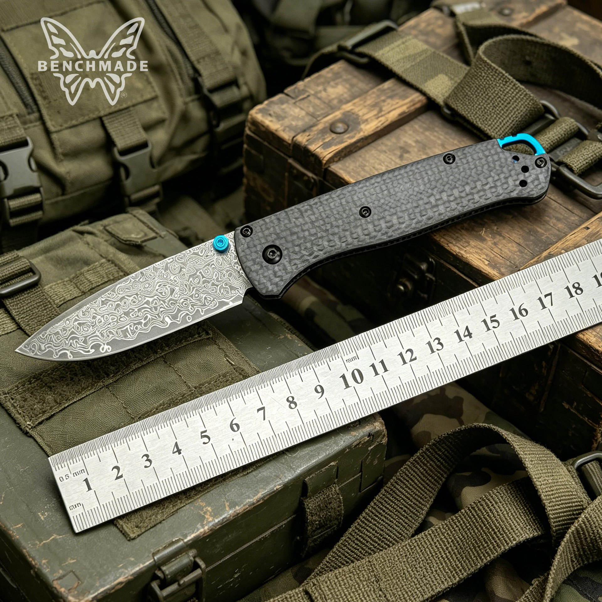Butterfly 535 Folding Knife Carbon Fiber Handle Damascus Blade…