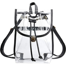 新款跨境工厂双肩多袋口大容量防水轻便外出多功能pvc透明背包
