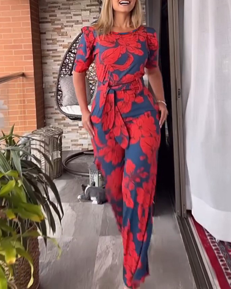 Women's Street Streetwear Flower Full Length Printing Jumpsuits display picture 1