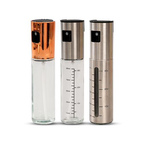 Household Kitchen Spray Bottle Atomizing Glass Fat Control Oil Dispenser Pressurized Food Grade Professional Stainless Steel Spray Bottle