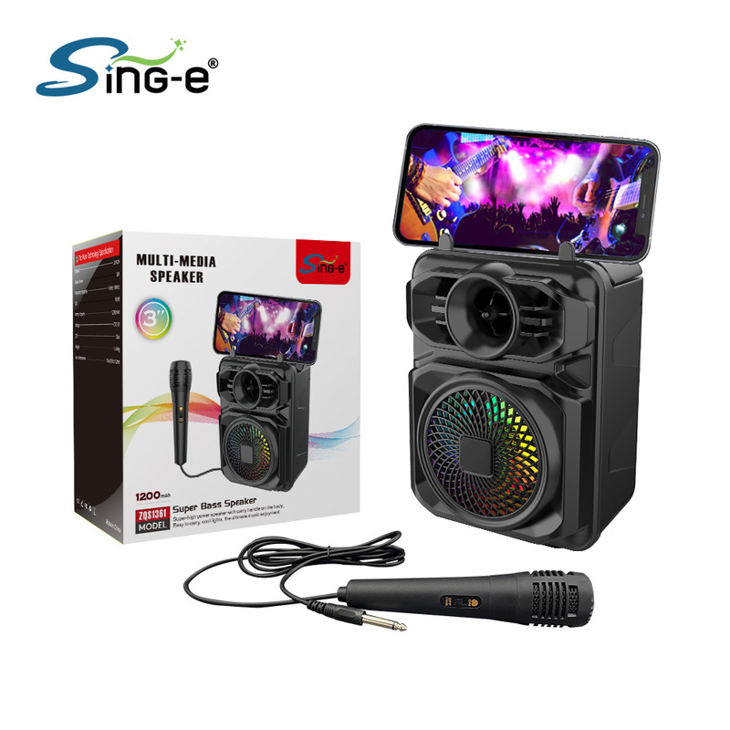 SING-E ZQS-1361 3inch ミニ Bluetooth 小型スピーカー携帯電話ホルダー屋内および屋外 Bluetooth スピーカー|undefined