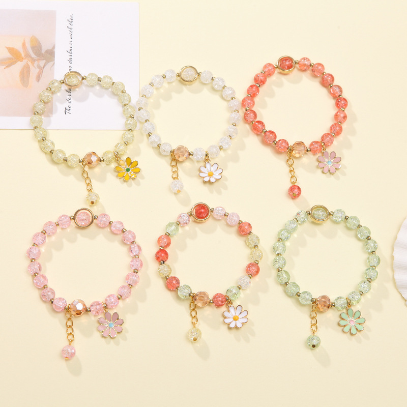 Sweet Flower Artificial Crystal Beaded Womenu0027S Bracelets 1 Piece