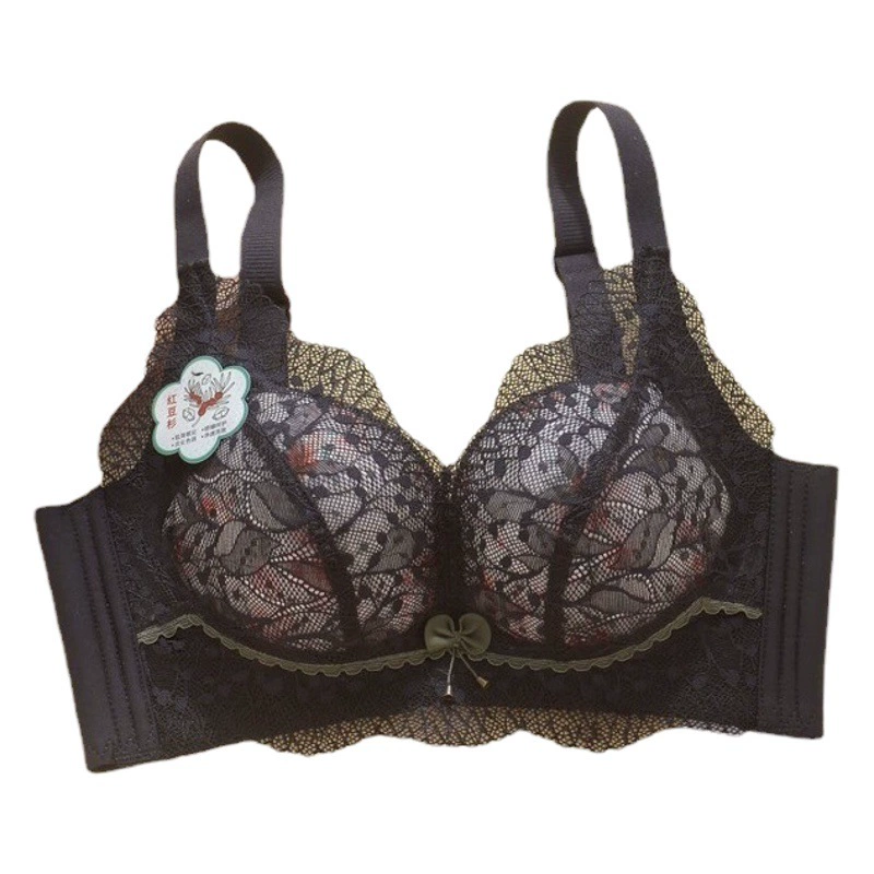 Немагнитное нижнее белье без стального кольца, женская маленькая грудь, большой Собранный верхний кружевной бюстгальтер с цветочным рисунком, аксессуар, бюстгальтер с регулируемой грудью