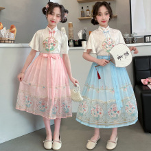 女童仙气汉服套装夏季摄影连衣裙改良唐装古代公主裙中国风两件套