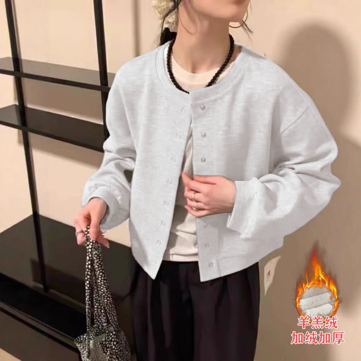 화이트 플라워 그레이 8버튼 정품 야구 유니폼 (두꺼운 램스울 스타일)
