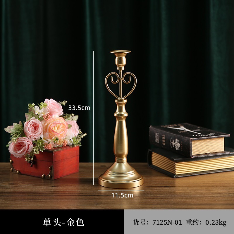 Vela de cumpleaños con luz de vela francesa medieval accesorios de decoración romántica casa retro luz de vela europea soporte de mesa de candelabro de hierro forjado