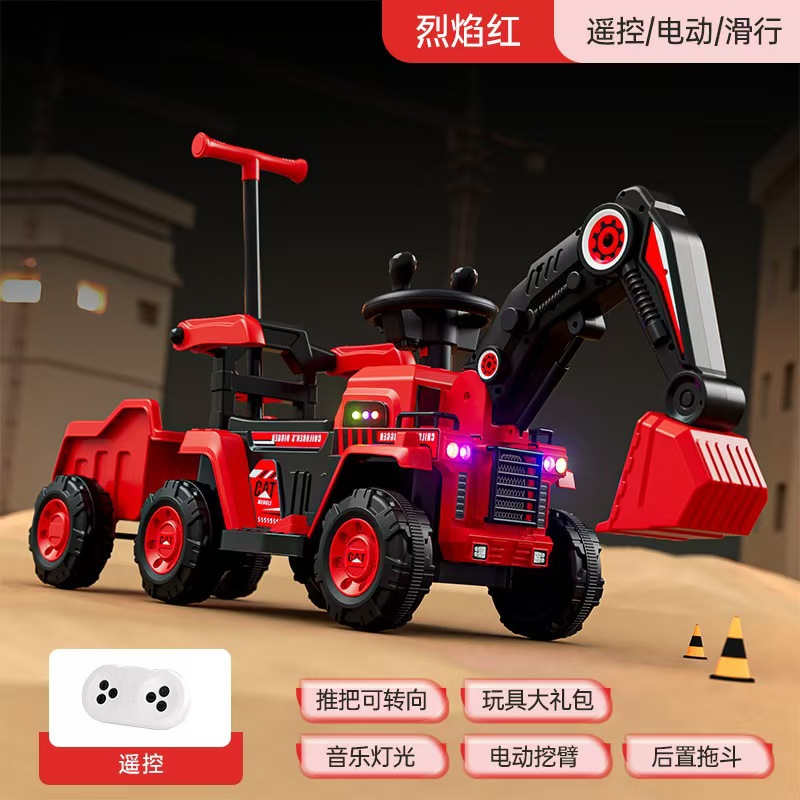 Nueva excavadora eléctrica de gran tamaño para niños excavadora para niños niños y niñas coche de ingeniería de control remoto coche de juguete de carga