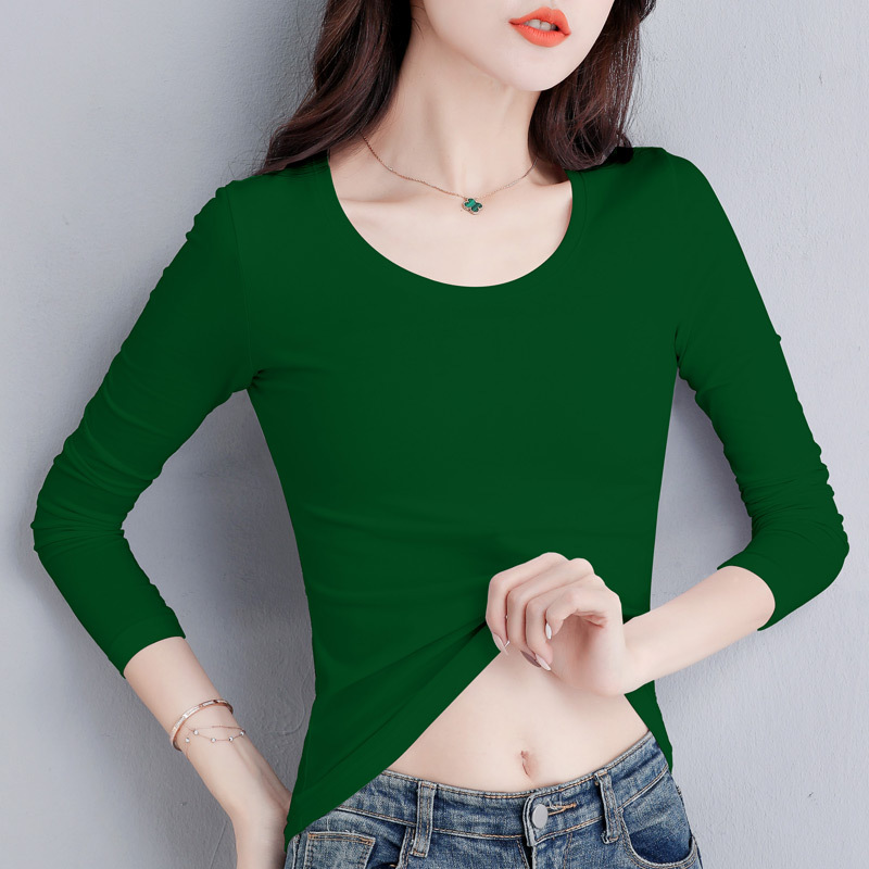 다크그린 라운드넥 긴소매