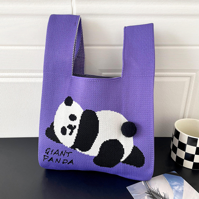 Bolsas de nicho de diseño de pandas lindos bolsas de mano de punto bolsas de mano estudiantes personalidad bolsas de brazo fábrica al por mayor