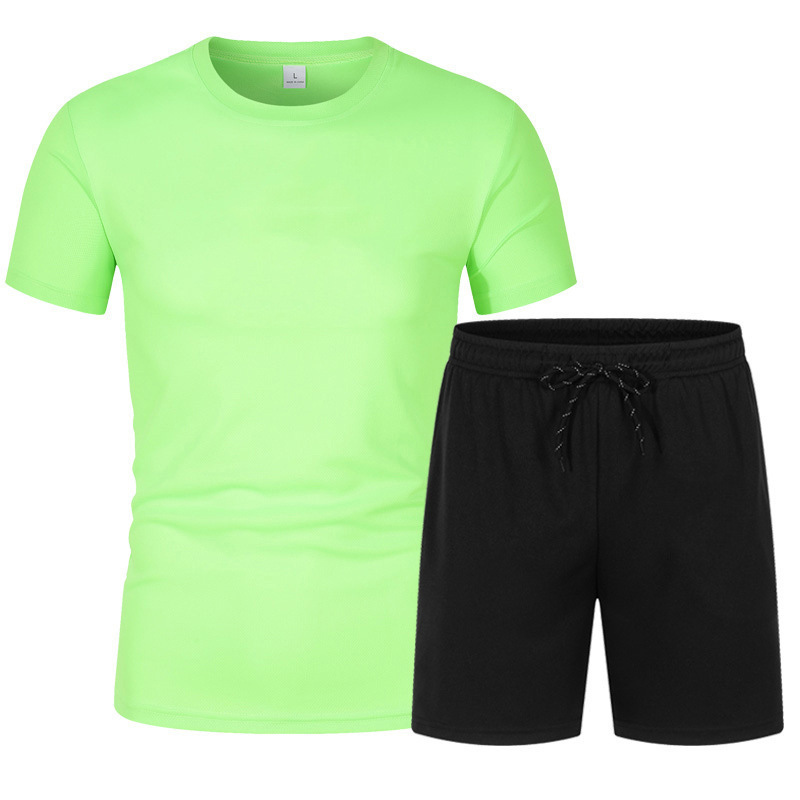 Neue männer mesh atmungsaktive kurzarm shorts zwei-stück set, modische schnell trocknend T-shirt fünf viertel hosen sport_voghion.com