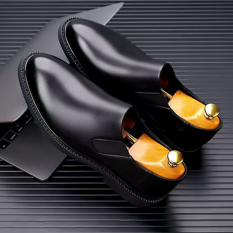 2025 Autumn Men's Leather Shoes Business Formal Casual Black Versatile Comfortable Lightweight Spring and Autumn Style Casual Leather Shoes