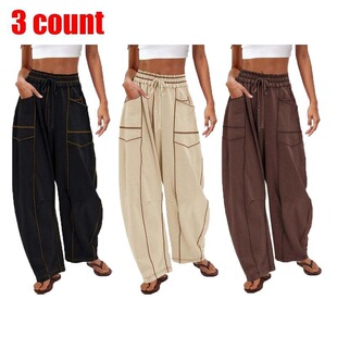 J 27931 Loose Drawstring Waist Wide Leg Pants ���ɳ��K���ѝ