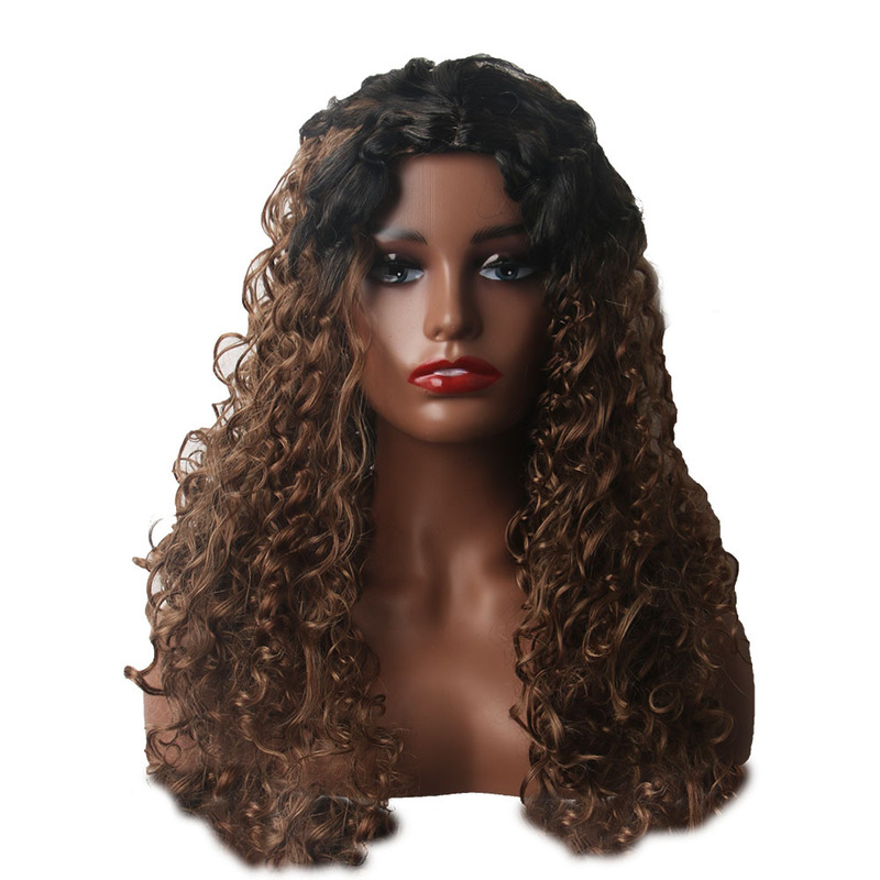 Wrap tube fluffy explosive African small roll wig medium-divided wig full head cover large wave long curly hair high temperature silk chemical fiber