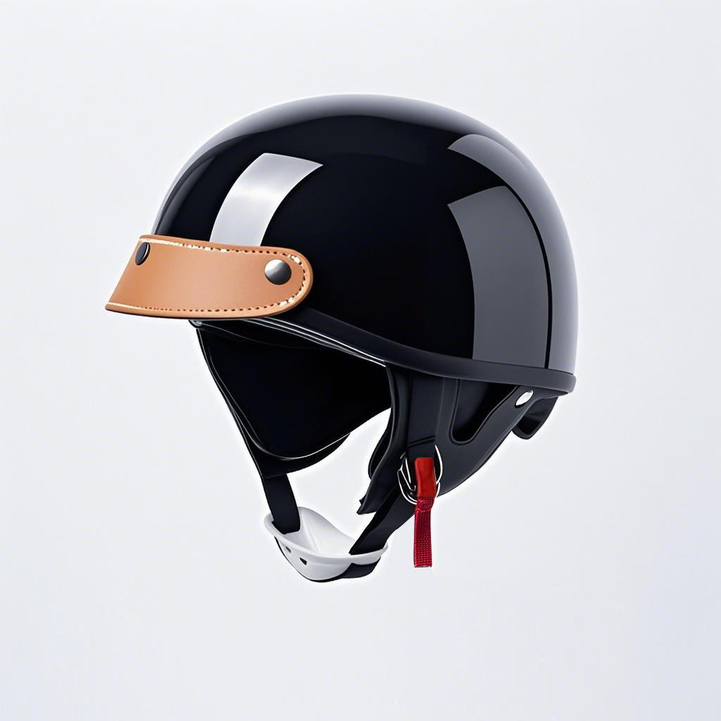 Lightweight Motorcycle Half | Motuoche Motosiklet kaskı (dəbilqə) - leather-brim-pure-black-m
