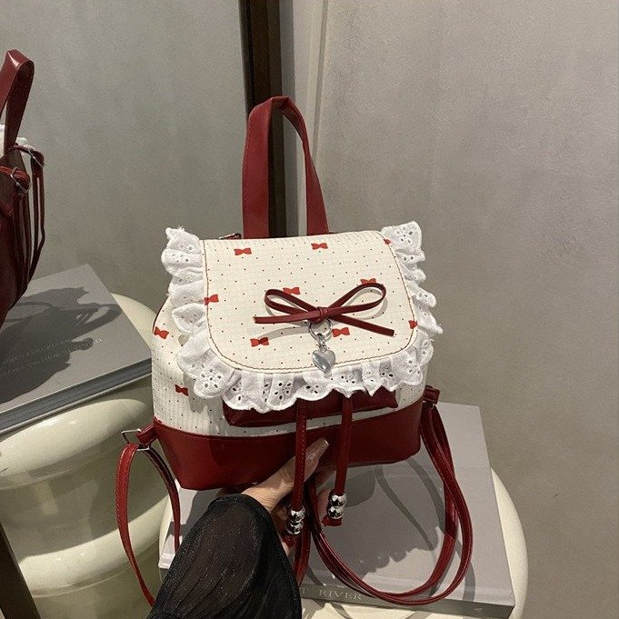 Damenrucksack Klein Mit Trendiger Schleife Und Spitze Modern_voghion.com
