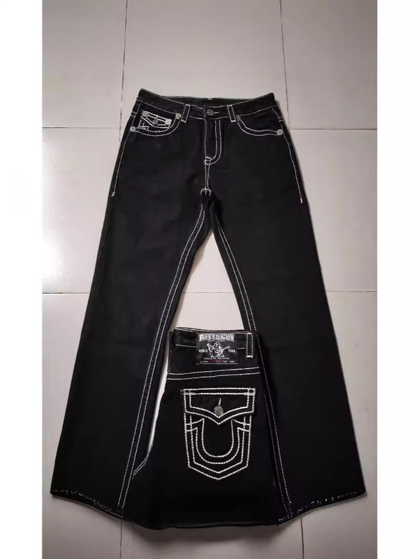 Cross-border E-commerce American High Street Trendy Brand Jeans White Thick Thread Buddha Religion Straight Casual Pants for Men Cross-border E-commerce American High Street Trendy Brand Jeans White Thick Thread Buddha Religion Straight Casual Pants for Men