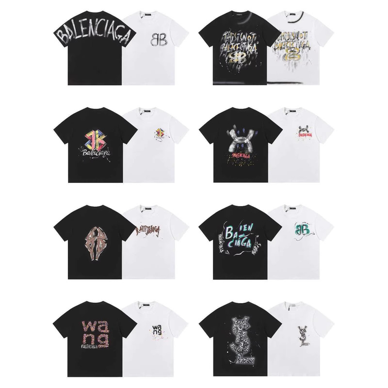 Cross-Border 26Ss Spring/Summer New European and American Luxury Fashion Hand-Painted Splash-Ink Graffiti Unisex Loose-Fitting Pure Cotton Short-Sleeve T-Shirt