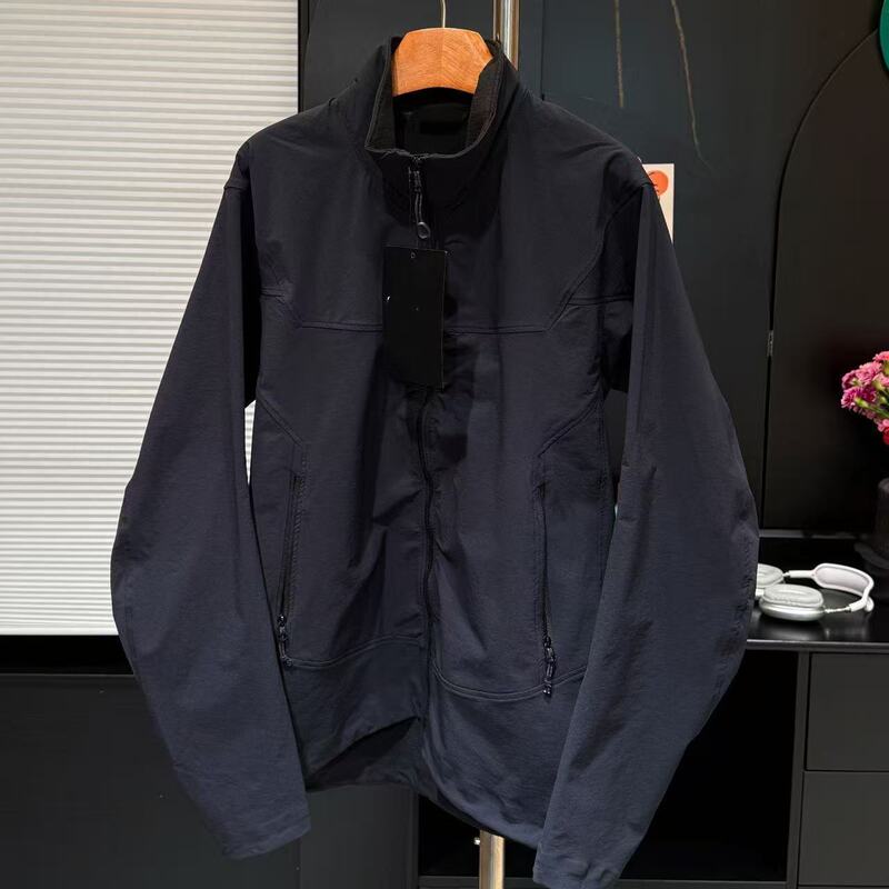 2026 New Model Single-Color Stand-Collar Softshell High-End Versatile Solid Color Embroidered Couple's Windproof and Waterproof Jacket