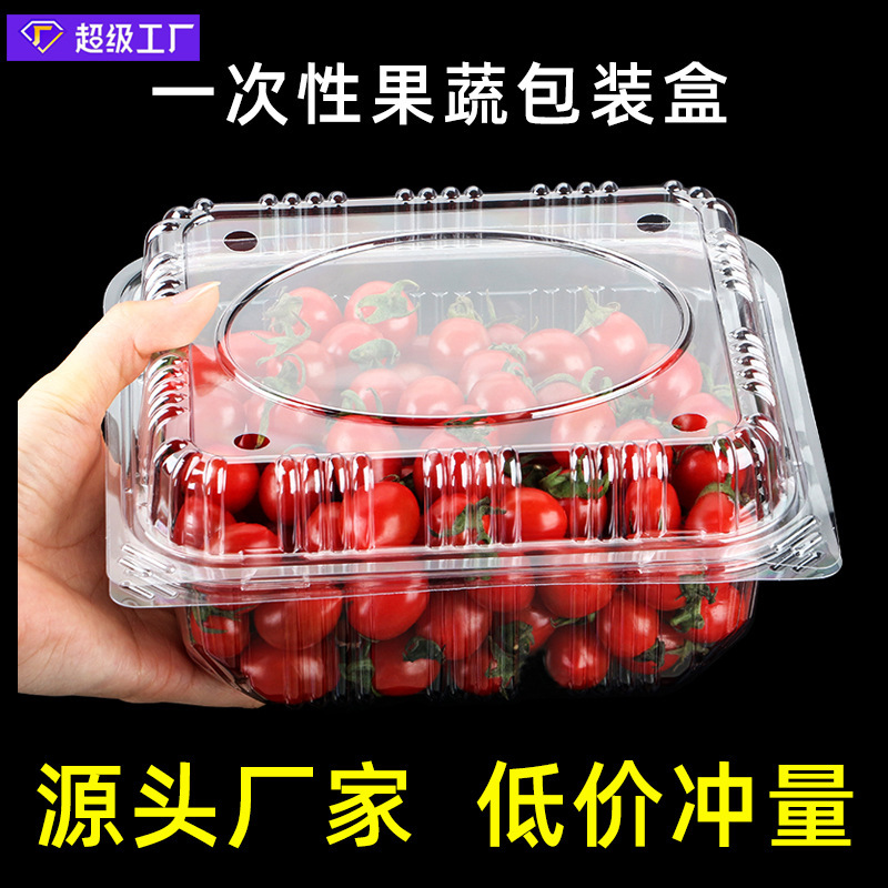 Disposable Fruit Packaging Box with Lid, Transparent Strawberry Blueberry Fruit Shop Packing Box, Food-Grade Pet Plastic Box