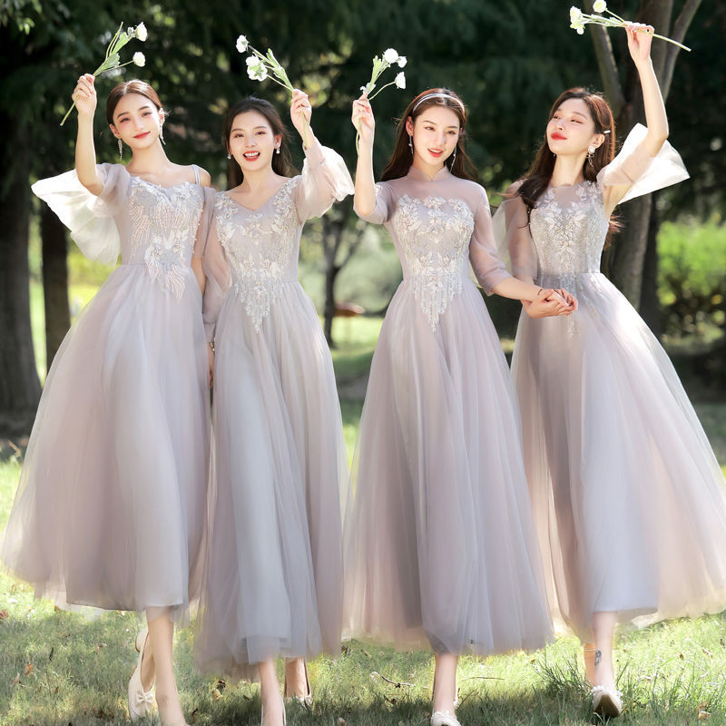 Bridesmaid Dress 2025 New Sister Group Clothing Summer Wedding Banquet Student 18-Year-Old Adult Dress Can Be Worn at Ordinary Times