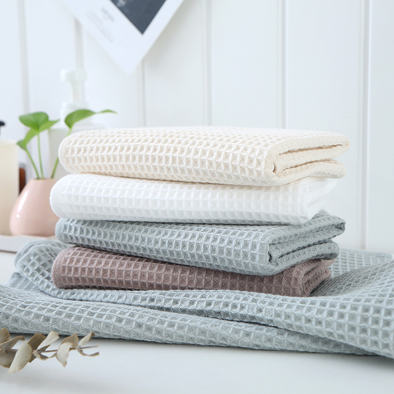 Towels in Various Colors in Stock, Waffle-Patterned Adult Towels for Home Use, Absorbent Pure Cotton Face Towels, All-Cotton Honeycomb Towels