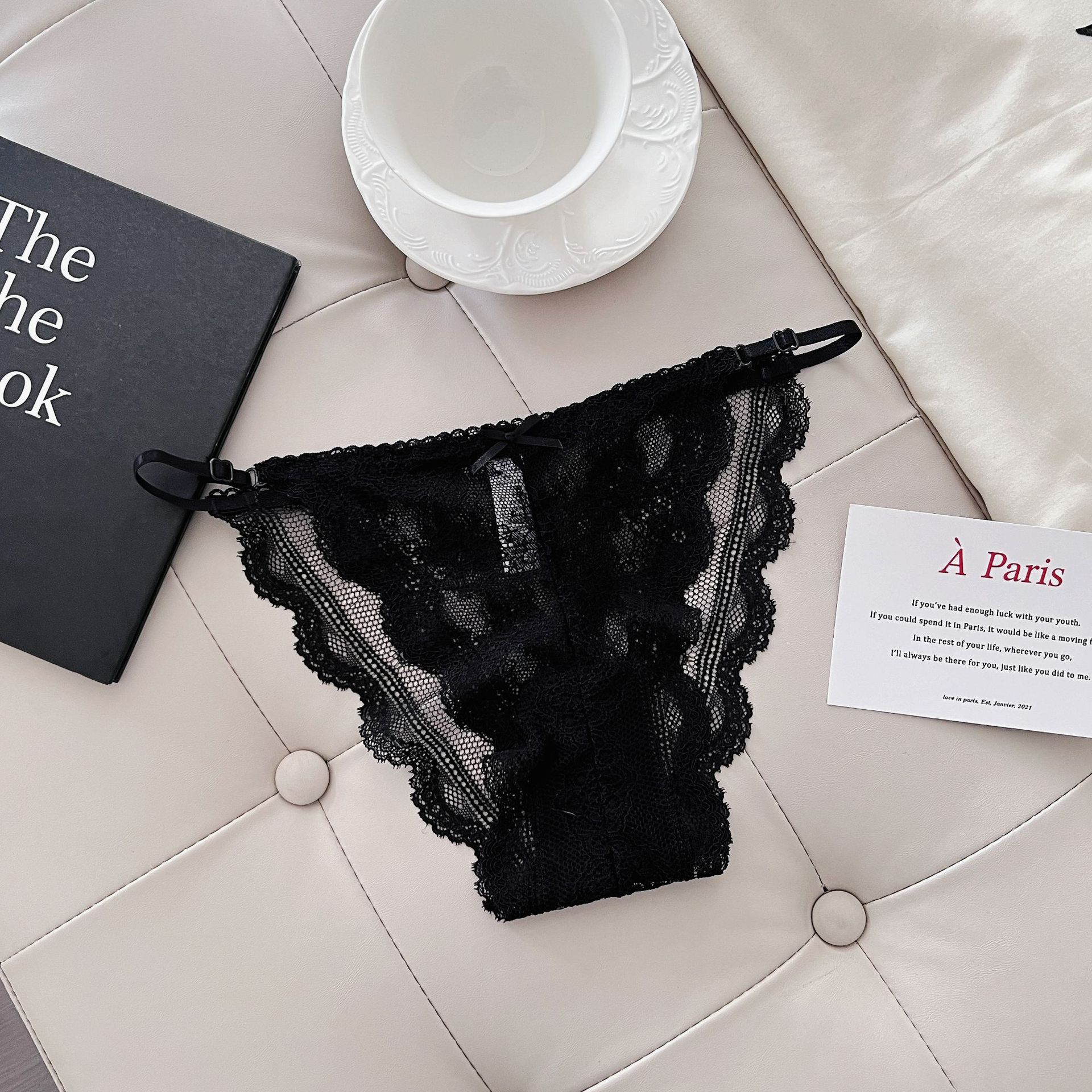 Sexy sexy ropa interior de las mujeres tentación ajustable caliente cintura baja Tanga llena encaje media vaina