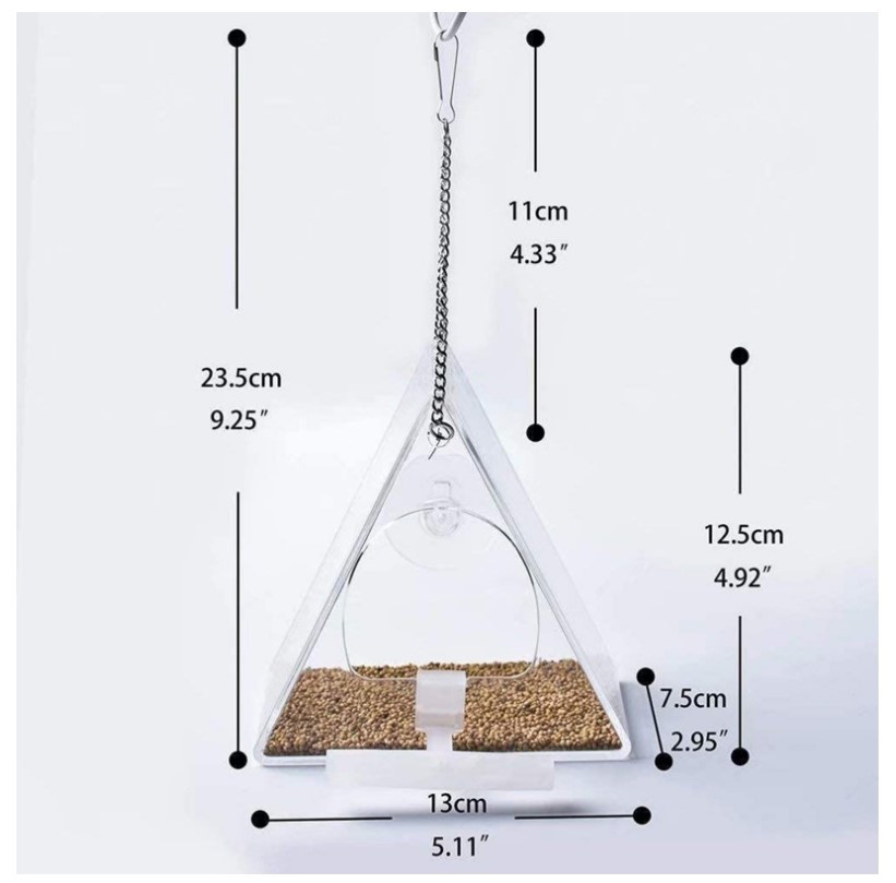 Creative acrylic bird cage transparent triangular acrylic pet box bird feeder Amazon bird feeder 5