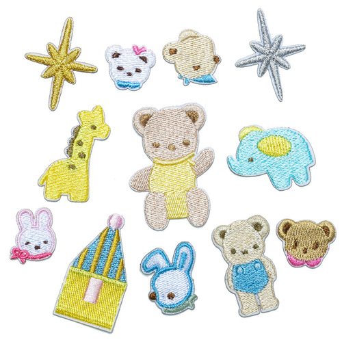 Adorable little house embroidery patch, cute bear hair clip decoration fabric sticker, bag cartoon embroidery self-adhesive