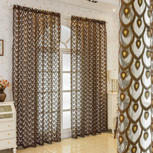 Jacquard gauze curtain American finished window screen curtain living room bedroom AliExpress Southeast Asia transparent curtain factory wholesale