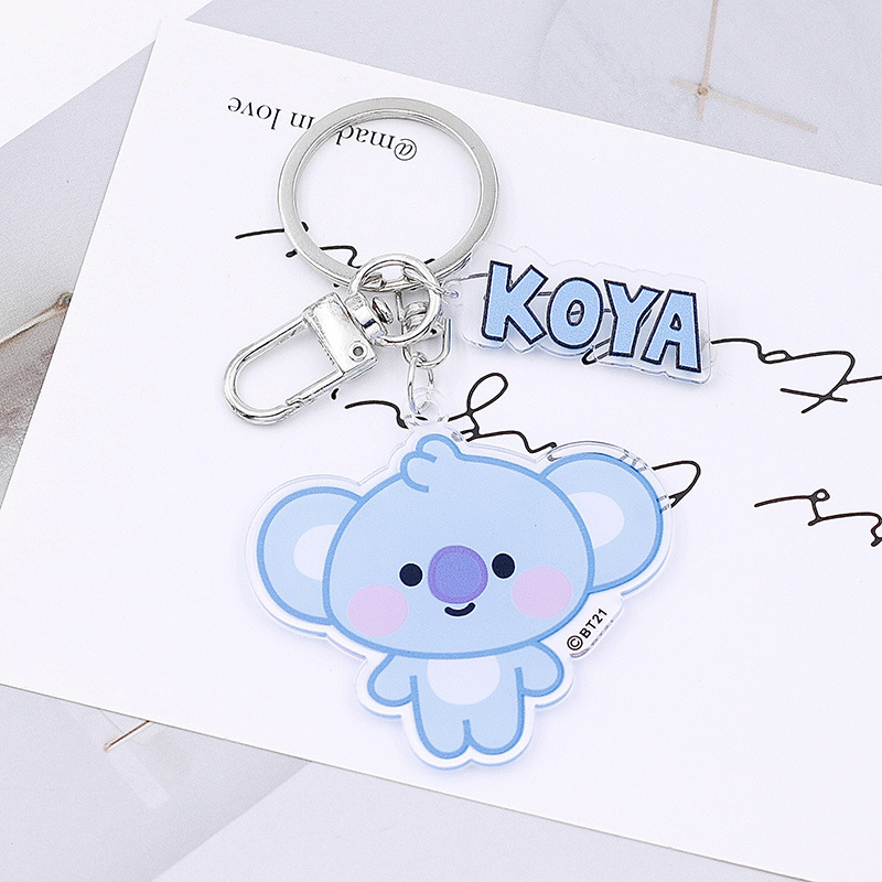 韓国版ボーイズグループ BT21 漫画キーホルダー男性と女性のカップル RJ TATA バッグ車のキーホルダーペンダント|undefined